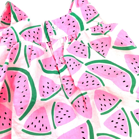 Baby Dress Girls Size 9m Watermelon Snap Buttons Pink Children Kids Summer - Picture 6 of 8